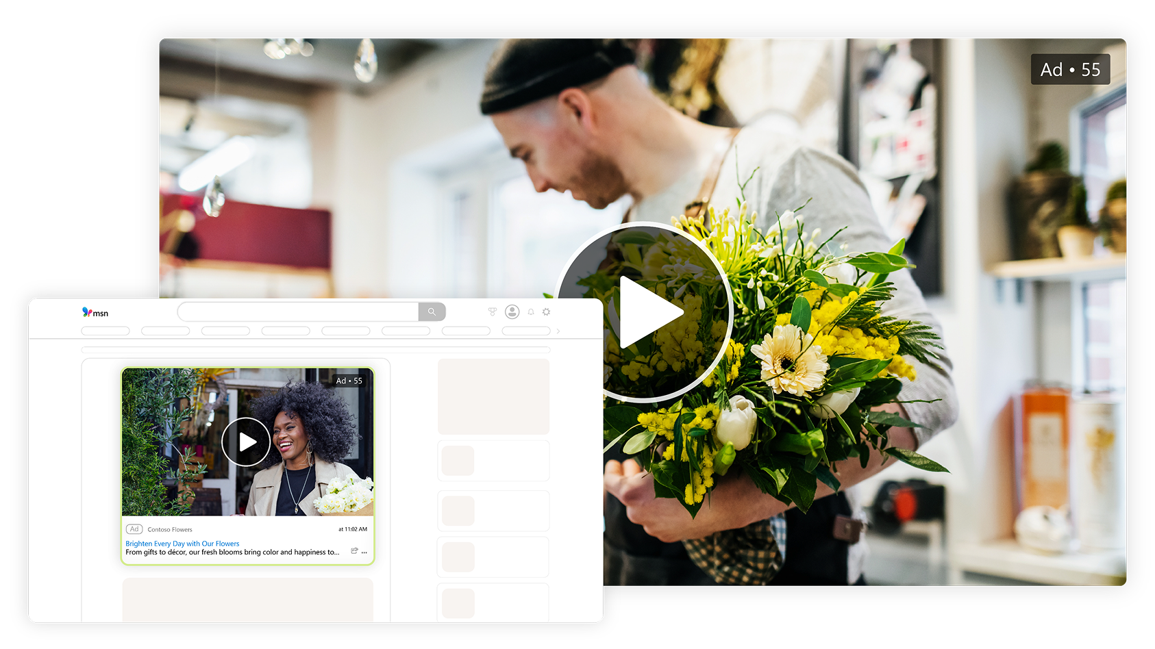 The Microsoft Start interface showing a Video Ad.